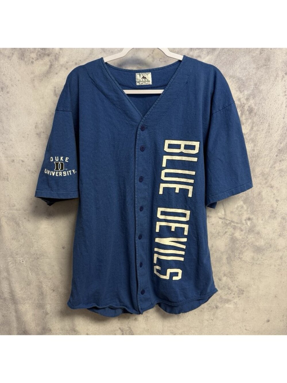 Vintage Duke University Blue Devils Shirt Large Galt Sand Button Up Jersey USA
